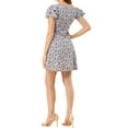 thumbnail image 3 of MODA NOVA Junior's Square Neck Ruffled Sleeve Pleated Front A-Line Dress Purple M, 3 of 6