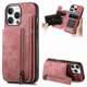 thumbnail image 1 of For iPhone 16 Pro Max Case with Zipper Card Holder Leather+TPU Phone Cover - Pink, 1 of 5
