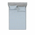 thumbnail image 2 of Ambesonne Geometric Fitted Sheet & Pillow Sham Set, Diamond Line Modern, Twin, Slate Blue White Blue, 2 of 3