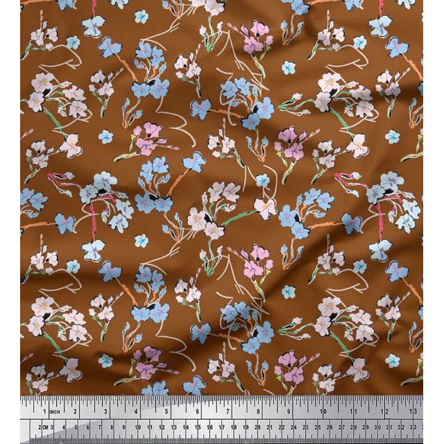 Soimoi Rayon Fabric Artistic Floral Decor Fabric Printed Yard 42 Inch Wide