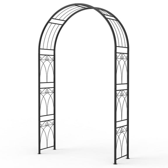 Luku 8FT Black Garden Arch, Heavy Duty Metal Garden Arbors with Trellis for Climbing Plants, Flowers & Vines, Rustproof Outdoor Arbor for Weddings, Parties,Decor, Easy to Assemble