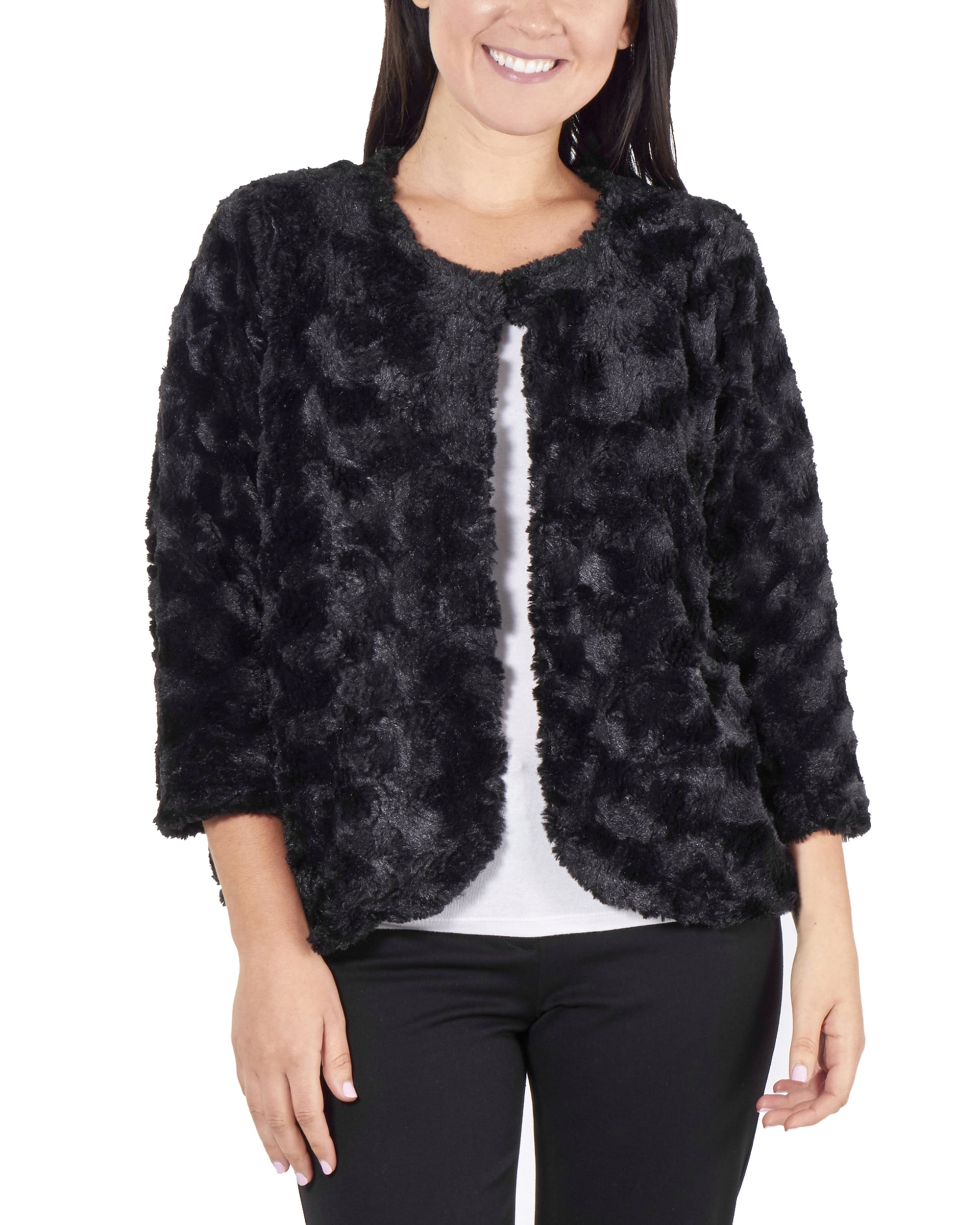 NY Collection Women's Faux Fur Lined Jacket