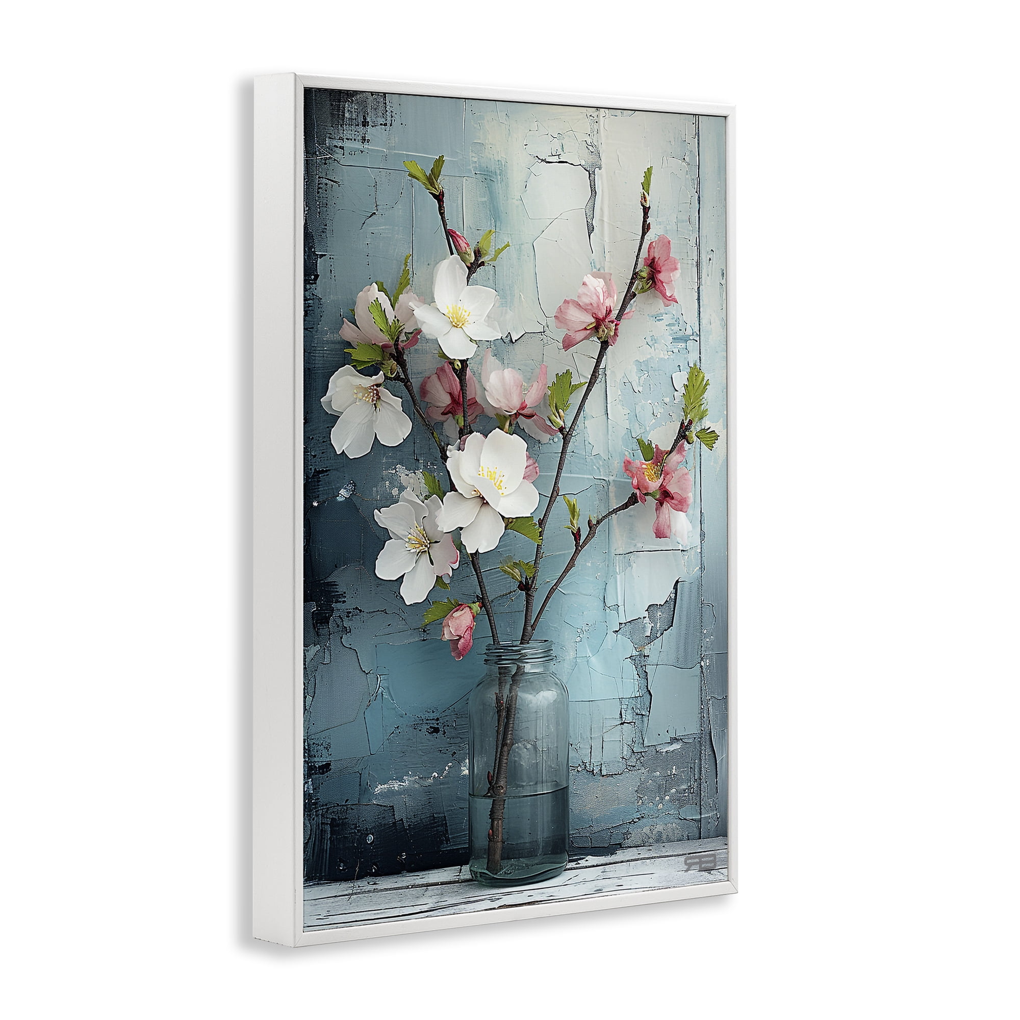 Stupell Industries Distressed Magnolia Vase Botanical & Floral Painting White Framed Art Print Wall Art, 20 x 30