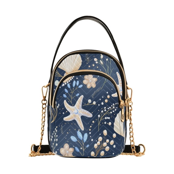 ALAZA Chain Crossbody Bags for Women Seashells Starfish Shoulder Handbag Phone Purse