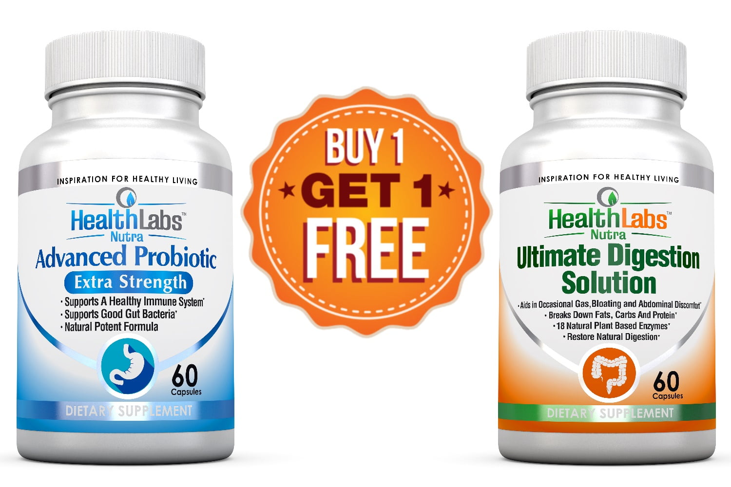 Advanced Probiotics and Digestive Enzymes Buy One Bottle Get Second