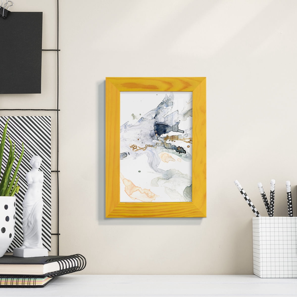 Organic Interlace II -Framed Print w/glass-Sunflower Yellow
