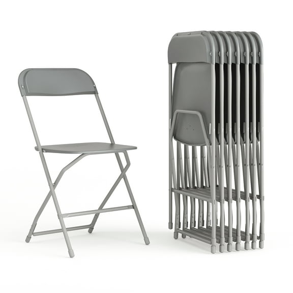 Flash Furniture Hercules Series Plastic Folding Chair Grey - 8 Pack 650LB Weight Capacity Comfortable Event Chair-Lightweight Folding Chair