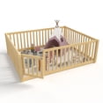 thumbnail image 5 of Bellemave Full Size Floor Bed with Door and Fence, Montessori Floor Bed Full, Wood Floor Bed with High Guardrails, Natural, 5 of 10