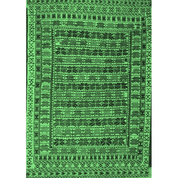 Ahgly Company Indoor Rectangle Persian Emerald Green Traditional Area Rugs, 4' x 6'