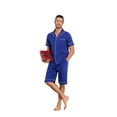 thumbnail image 3 of ANLIQI Men's 100% Cotton Pajamas Set Summer Short Set Button Down Sleepwear Soft Loungewear with Pockets (Cobalt Blue XL), 3 of 7