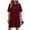 Wine, variant on CHUMUD Cotton Short Dresses for Women Crew Neck T-shirt Mini Dress with Pockets Summer Solid Casual Loose Outfits