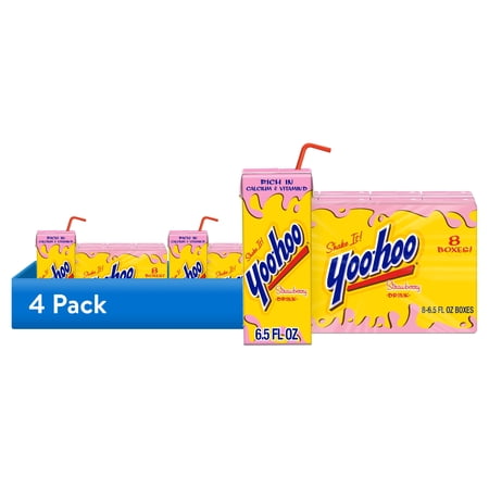 (4 pack) Yoo-hoo Strawberry Drink, 6.5 fl oz, 8 Pack Boxes