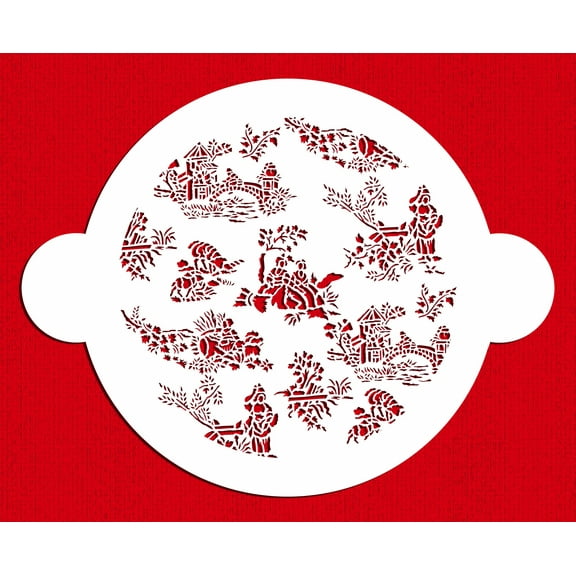 Designer Stencils C163 Small French Toile Cake Stencil, Beige/semi-transparent