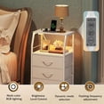 thumbnail image 4 of KWUXIN Night Stand with Charger Station, White Nightstand with LED Light and 4 Storage Drawers, Tall Dresser for Bedroom, 37.48" H Bedside Table with Fabric Bins, Wood Shelf, 4 of 7