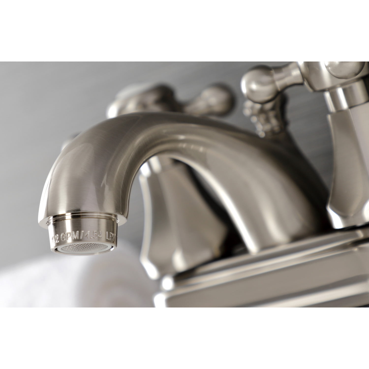 Kingston Brass KB4608BX Metropolitan 4 in. Centerset Bathroom Faucet with Pop-Up Drain, Brushed Nickel