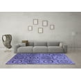 thumbnail image 3 of Ahgly Company Machine Washable Indoor Round Abstract Blue Modern Area Rugs, 3' Round, 3 of 4