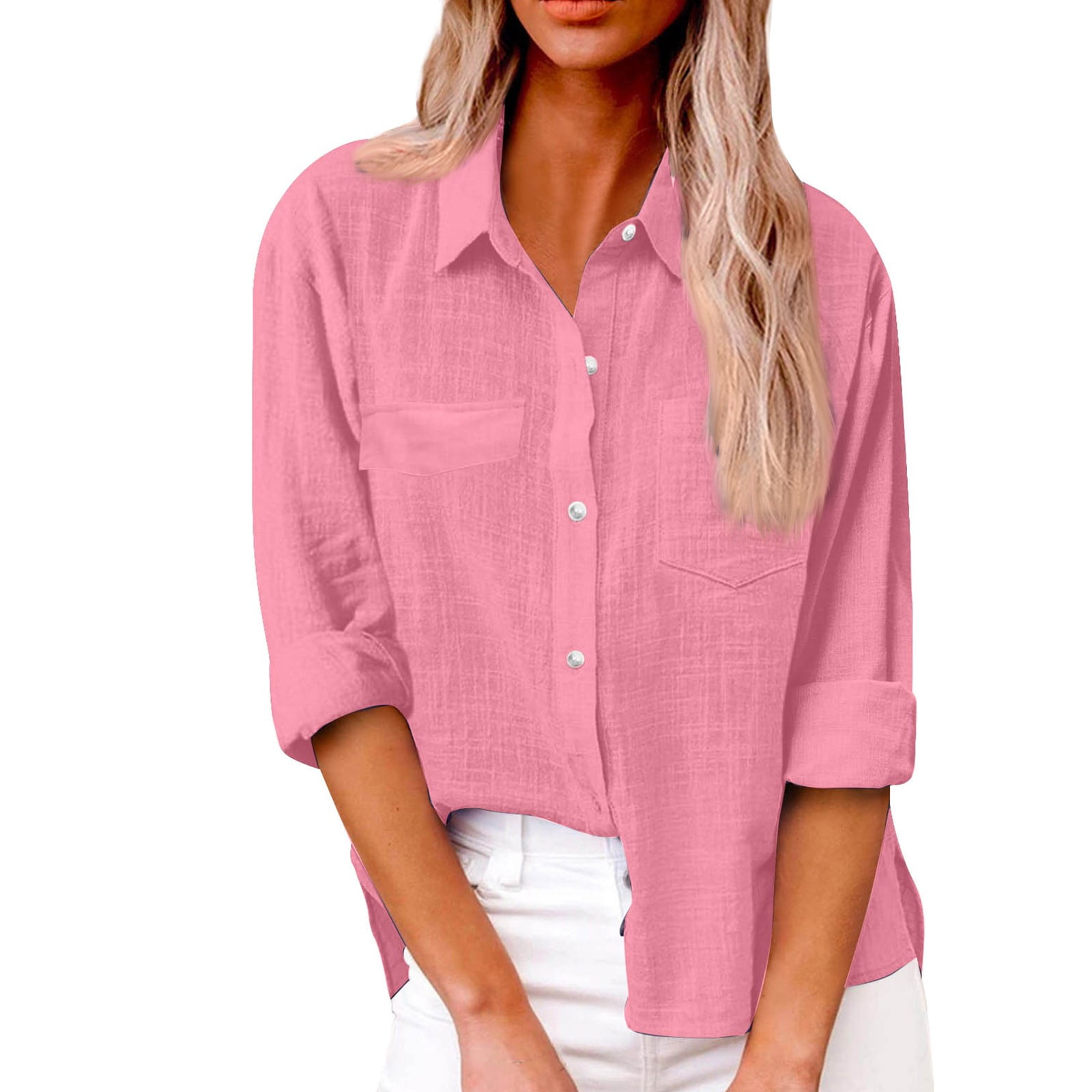 XDDLITP Gauze Shirts for Women Plus Size Long Sleeve Button Down