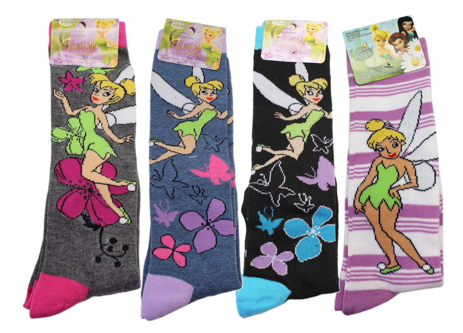 Disney's Tinker Bell Assorted Color/Design Crew Cut Sock Set (Size 68