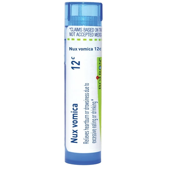 Boiron Nux Vomica 12C, Homeopathic Medicine for Heartburn Or Drowsiness Due To Excessive Eating Or Drinking, 80 Pellets