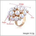 thumbnail image 4 of Big CZ Pearl Statement Wedding Ring for Women Girls Vintage CZ Crystal Faux Pearls Ball Flower Adjustable Open Band Wrap Birthday Cocktail Party Ring Comfort Fit Exaggerated Jewelry Gift, 4 of 4