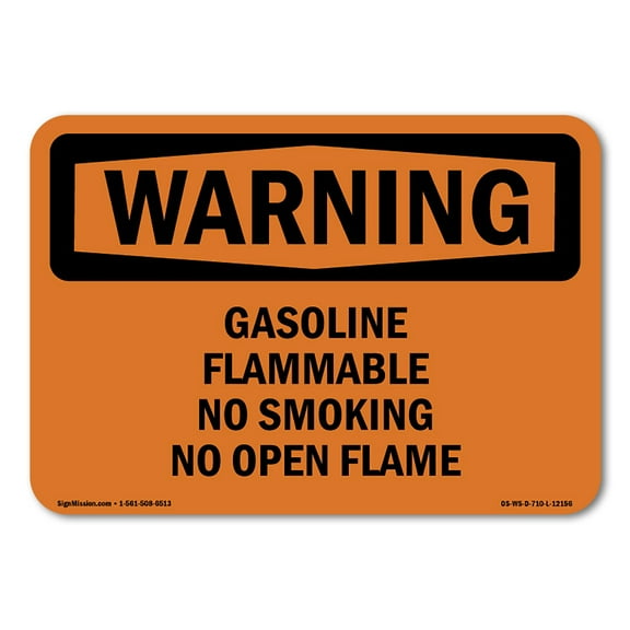 OSHA WARNING Sign - Gasoline Flammable No Smoking No Open Flame | Decal | Protect Your Business, Work Site, Warehouse & Shop Area | Made in the USA
