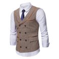 thumbnail image 2 of IROINNID Men's Sleeveless V-Neck Short Vest Stripes Casual Four Seasons Fit Elegant Suit Vest, 2 of 9