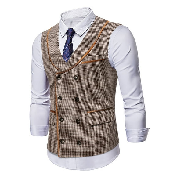 Men's Coats And Jackets Hooded Men's Four Seasons Trendy Casual Suit Vest Coffee XXL JE