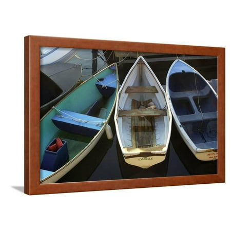Pier One Palm Harbor Small Boats Along Bar Harbor Pier, Mount Desert Island on the Atlantic Coast of Maine Framed Print Wall Art ()