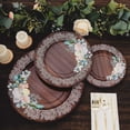 thumbnail image 5 of Efavormart 25 Pack Brown Rustic Wood Print 13" Paper Charger Plates With Floral Lace Rim, Round Disposable Serving Plates, 5 of 11