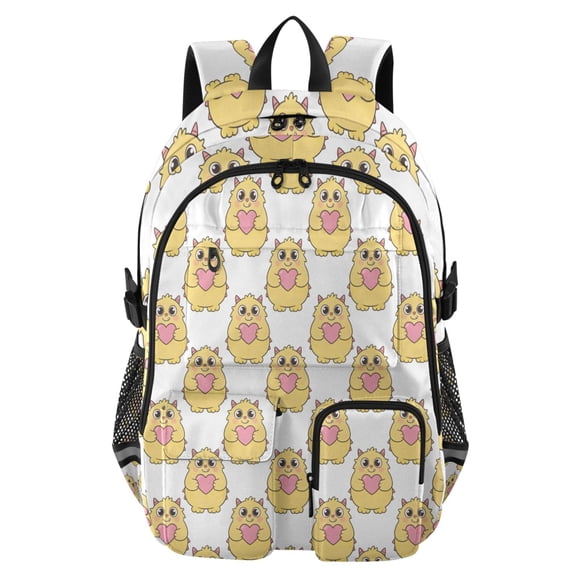 DIXRUYEE Cute Little Monster Backpack for School 14”Laptop Compatible with Reflective Safety Strips