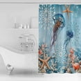 thumbnail image 3 of Shower Curtain for Bathroom Watercolor Ocean Jellyfish StarfishWaterproof Bath Curtains Shower Curtains with Hooks,Marine Life Coral SeaweedBathroom Curtain Privacy Drapes for Bathtubs Toilet 36x72in, 3 of 9