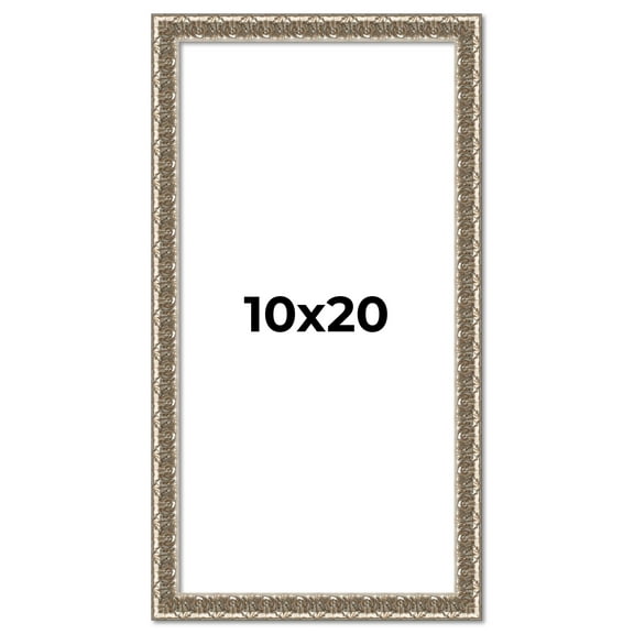 10x20 Frame Silver Versailles Ornate Solid Wood Picture Frame | 1 Inch Moulding Width | Interior