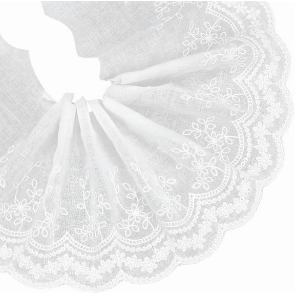5 Yards ×8.2 inch Wide White Cotton Eyelet Lace Trim Ribbon Vintage Branch Floral Embroidery Lace Trim for Sewing Crafts Dresses Skirt Clothes Bag Tablecloth Curtain Pillow Decoration