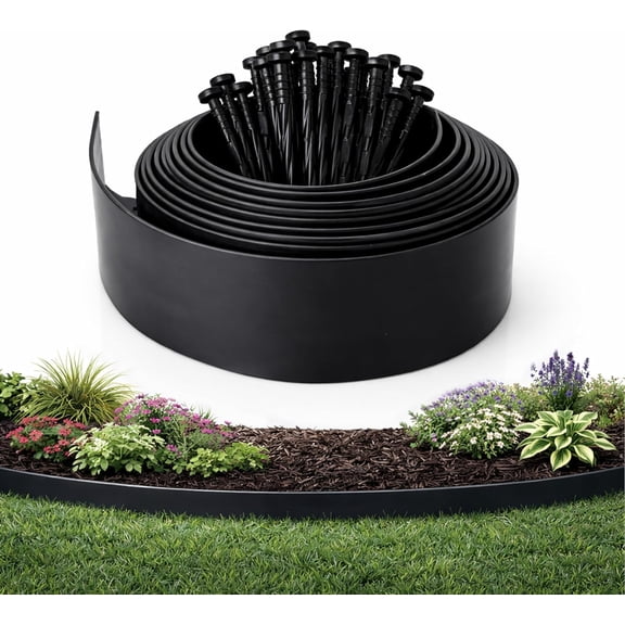 Gardzen Landscape Edging Kit, 20-Foot Long, 3-Inch Tall, No Dig Garden Edging Border for Flower Beds, Tree Rings, Pathways, Includes 24 Spikes