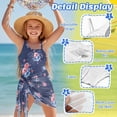 thumbnail image 5 of SEANATIVE Girls One Piece Swimsuit with Mesh Cover Up Skirt Cut Out Back Design 2 in 1 Bathing Suit for Beach Party Hotel Pool, Size 9-10 Years, Rose Navy Blue, 5 of 7