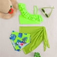 thumbnail image 6 of Confree For Girls Summer 3 Piece Swimwear Graphic Print Bathing Suits Holiday Soft Casual Toddler Girls Swimsuit Size 11-12 Years Green, 6 of 6