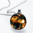 thumbnail image 2 of Thanksgiving Pumpkin Glass Circular Pendant Women's Necklace, 2 of 5