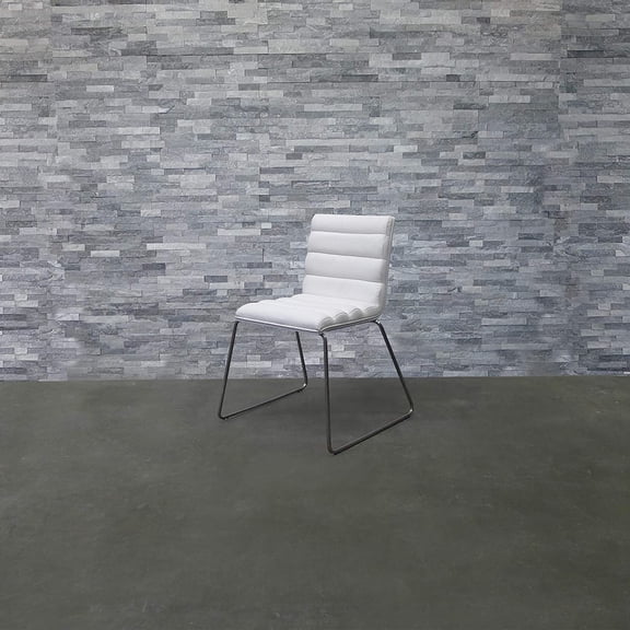 Strange DNA Dubai Dining Chair | Modern Style Polyurethane Fabric Dining Chair | Brushed Stainless Walnut Veneer Chair with Stainless Steel Frame Furniture for Living Room or More (White)