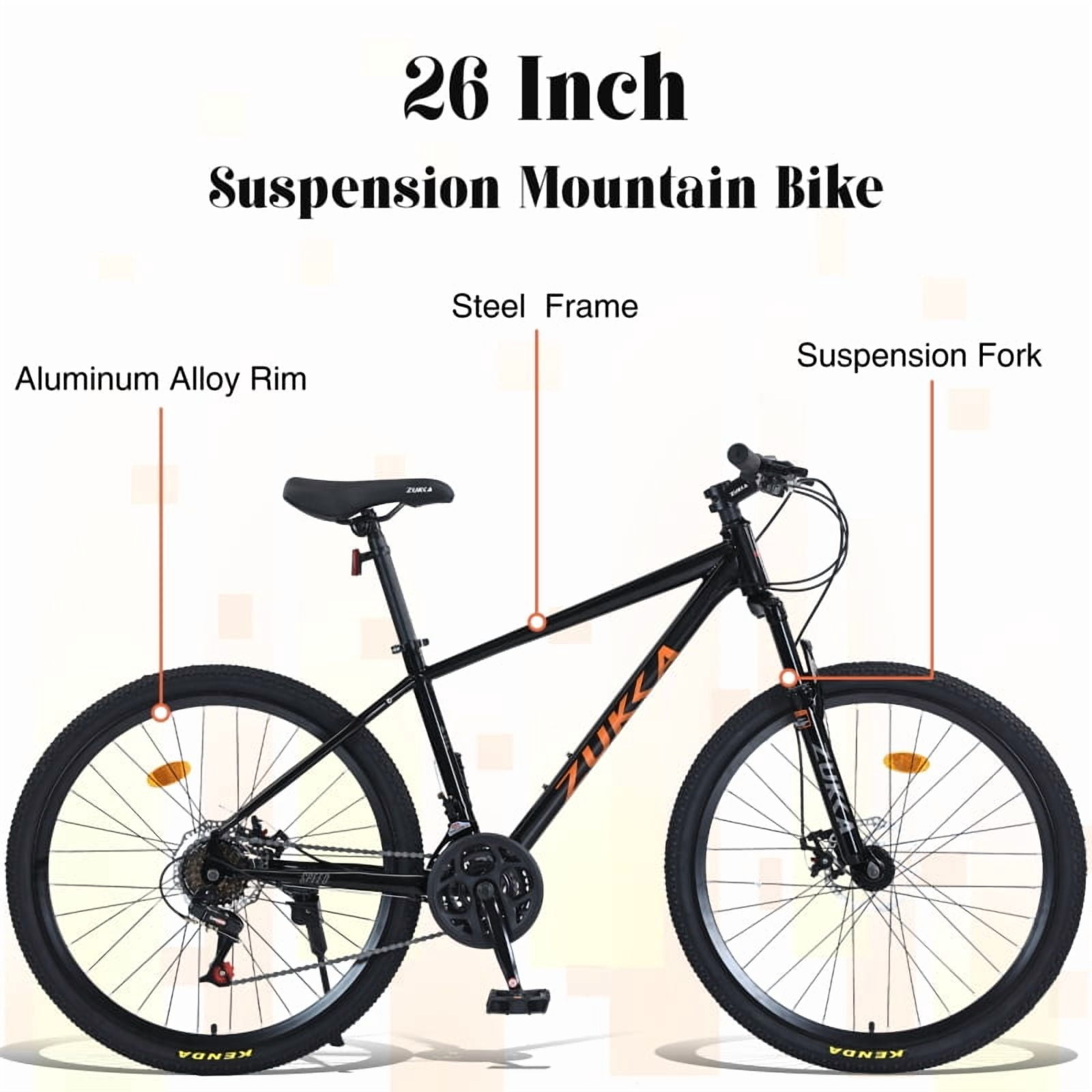 【LuckyNote】Mountain Bike for Men and Women 26 inch 24 Speed Suspension Fork KENDA Tires