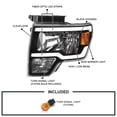 thumbnail image 3 of Spec-D Tuning Black Headlights w/ LED Tube Compatible with 2009-2014 Ford F150 F-150, Left + Right Pair Headlamps Assembly, 3 of 6