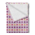 thumbnail image 2 of Guatemalan Soft Flannel Fleece Throw Blanket, Tribal Ornamental Vintage Aztec Diagonal Boho Motif, Cozy Plush for Indoor and Outdoor Use, 50" x 70", Purple Yellow White, by Ambesonne, 2 of 5