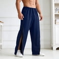 thumbnail image 2 of Telankuip Casual Pants for Men After Leg Postoperative Outfit Elastic Waisted Wide Leg Sweatpants 2 Side Zippers Full Open down Soft Cozy Men's Trousers 7-Navy XL, 2 of 4