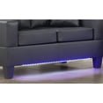 thumbnail image 6 of Genesis Black PVC Fabric Living Room Set w/ LED+USB+Strg+Cuphldrs+Tuft. Cushions, 6 of 13