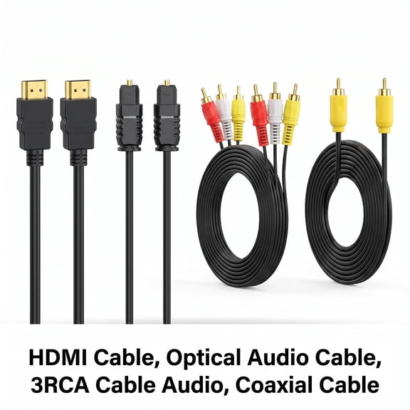 4K High Speed HDMI Cord Digital Optical Audio Cable 3RCA Composite AV Cable RCA Coaxial Audio Cable, Audio Video Cables for TV Speaker Home Theater Gaming Console , Gaming Monitor Support 4K@60