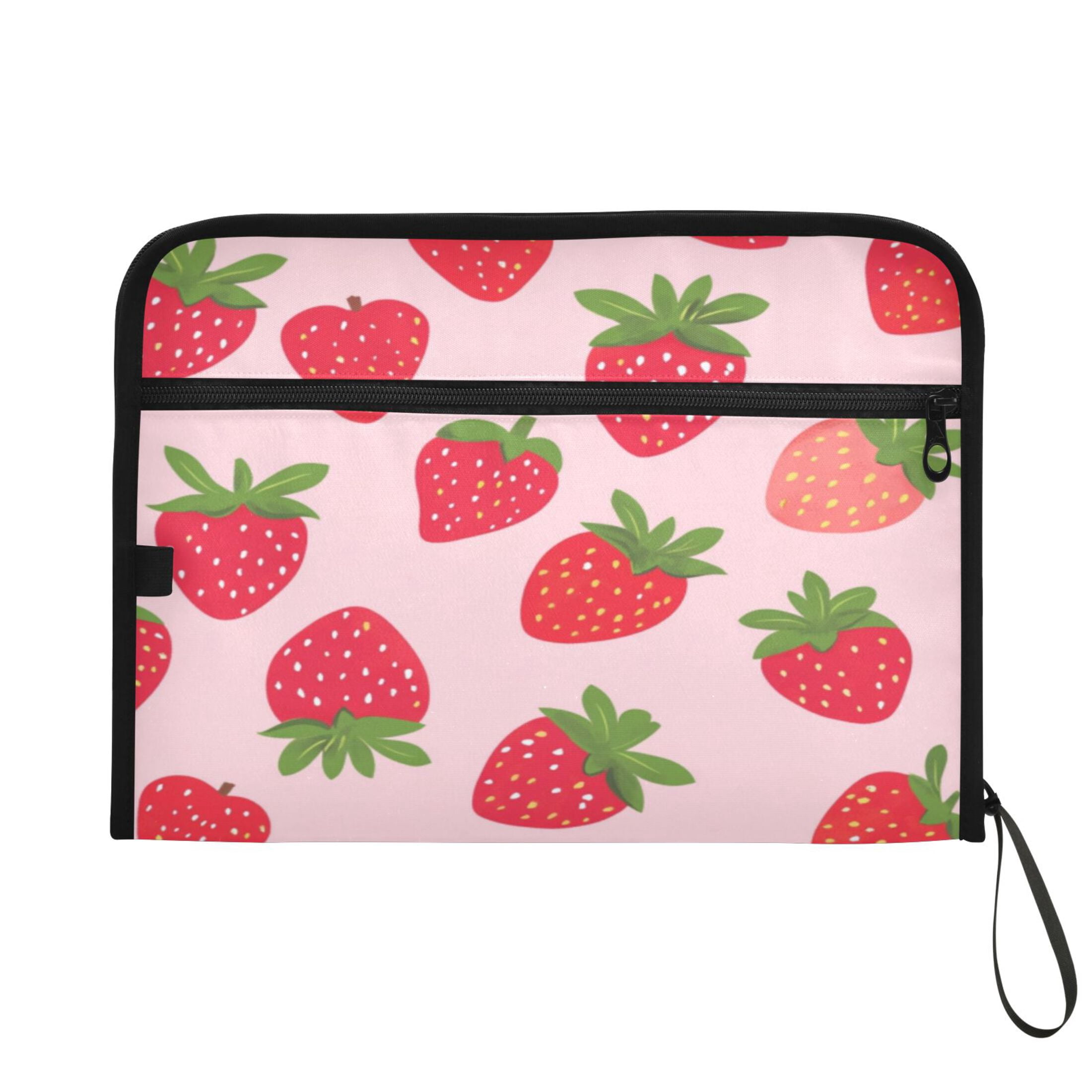 Organ Folder 14.2 x 0.8 x 10.6 Inches 13 Separate Pockets A4 Size Documents Folder A Sort Storage File Manager For The Home Office Pink Strawberry1