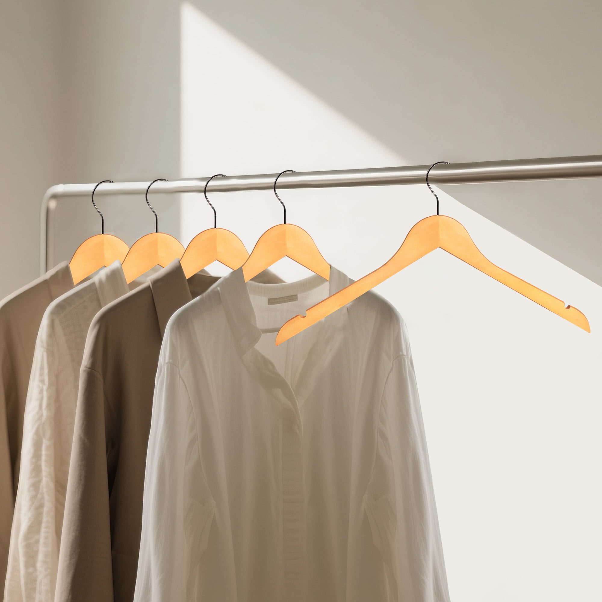 BP4U 36-Pack Premium Wooden Clothes Hangers, Solid Wood Coat Shirt Top Hangers for Jackets, Shirts, Dresses(Natural Wood)