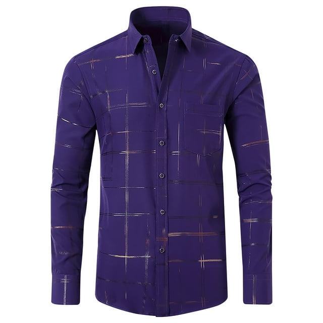 Blusa y camisa de manga larga con cuello vuelto para hombre, estilo casual, a la moda, de un solo color, con botones y cuello vuelto, para negocios, para hombre