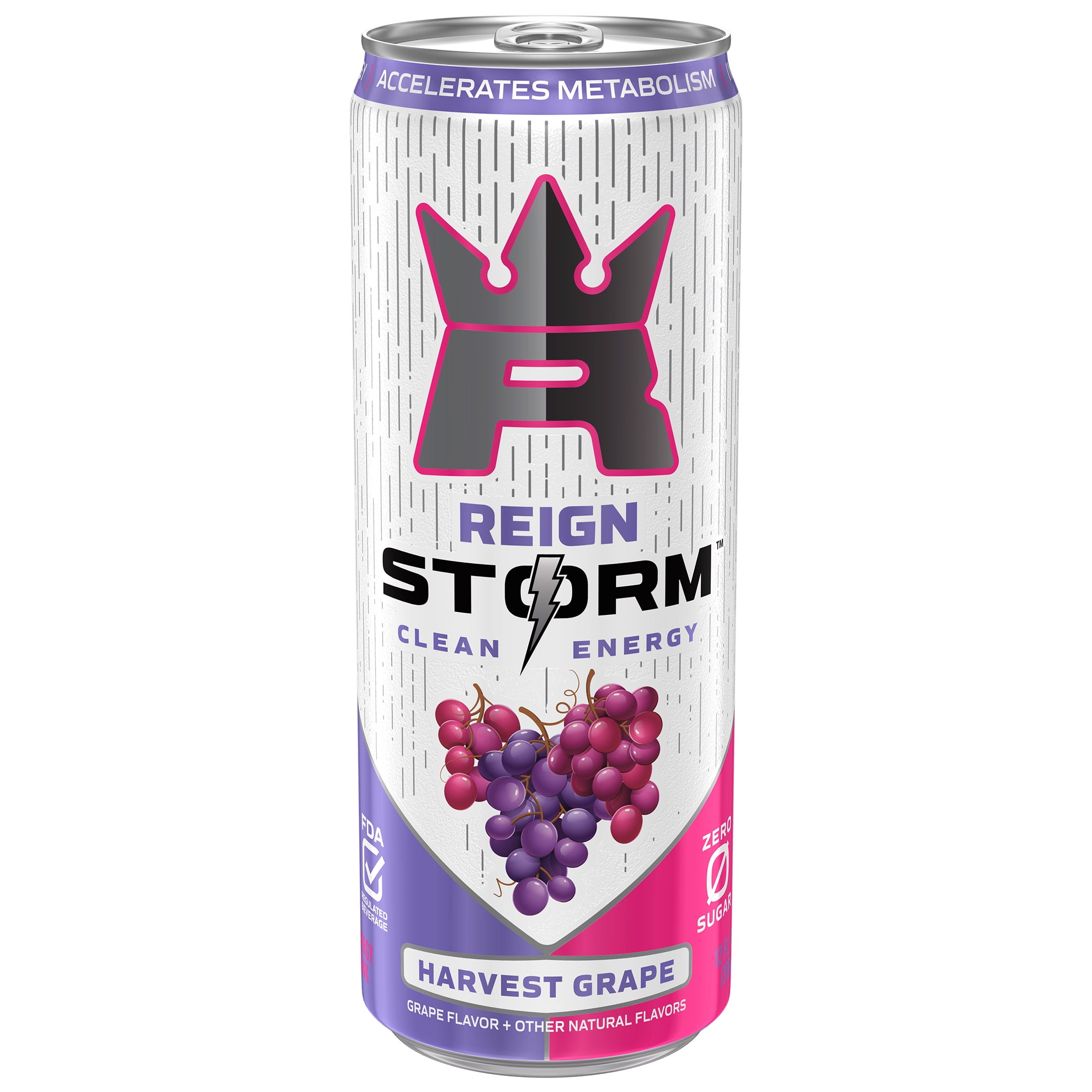 (5 pack) Energy Drink, Harvest Grape Flavor, 12 oz Can
