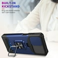 thumbnail image 6 of Heavy Duty Case for Motorola Moto G Stylus 5G 2023 with Camera Lens Sliding Cover Card Holder, Rugged Protection Shockproof Phone Cover with Rotate Ring Holder Stand Magnetic Car Mount, Navy, 6 of 7