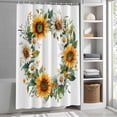 thumbnail image 3 of White Yellow Sunflower Fabric Shower Curtain Watercolor Wreath Washable Shower Curtains for Bathroom, Waterproof Bath Curtain with Hooks Home Decor 36x72in, 3 of 8